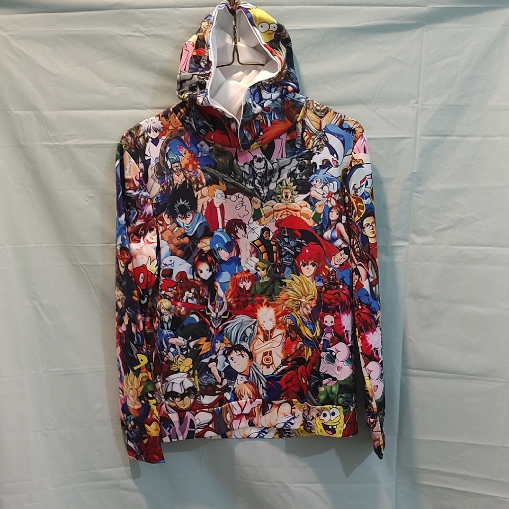Boys Colorful Anime / Cartoon Character Graphic Hoodie Size M